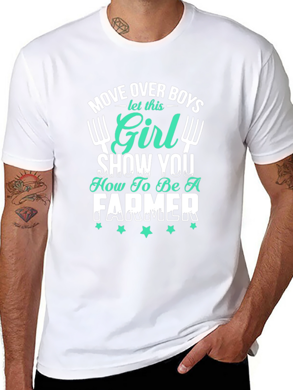 Girl Farmer Graphic T-Shirt - Black