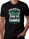 Girl Farmer Graphic T-Shirt - Black