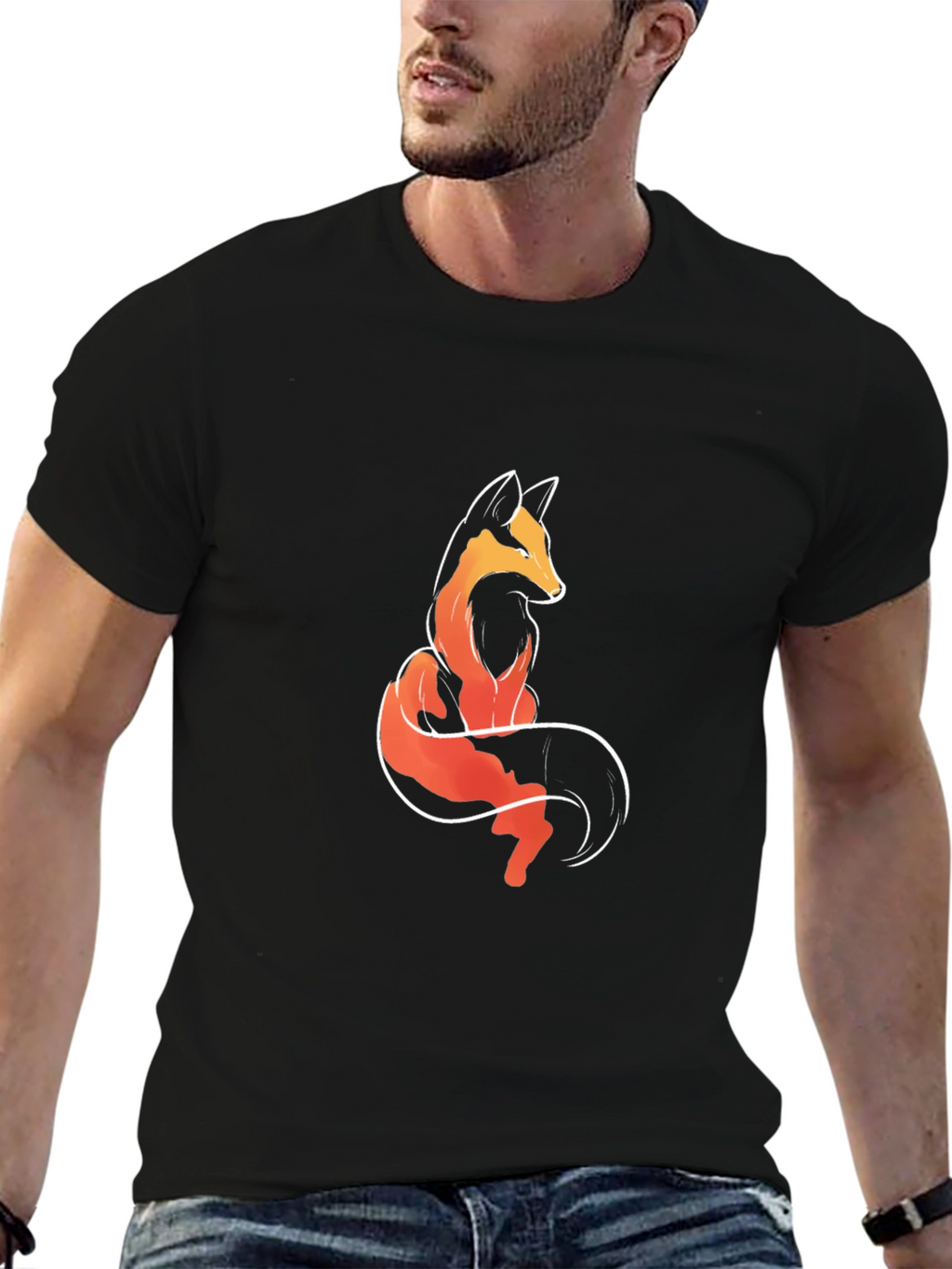 Fox Graphic Tee - Stylish Mens Black T-Shirt