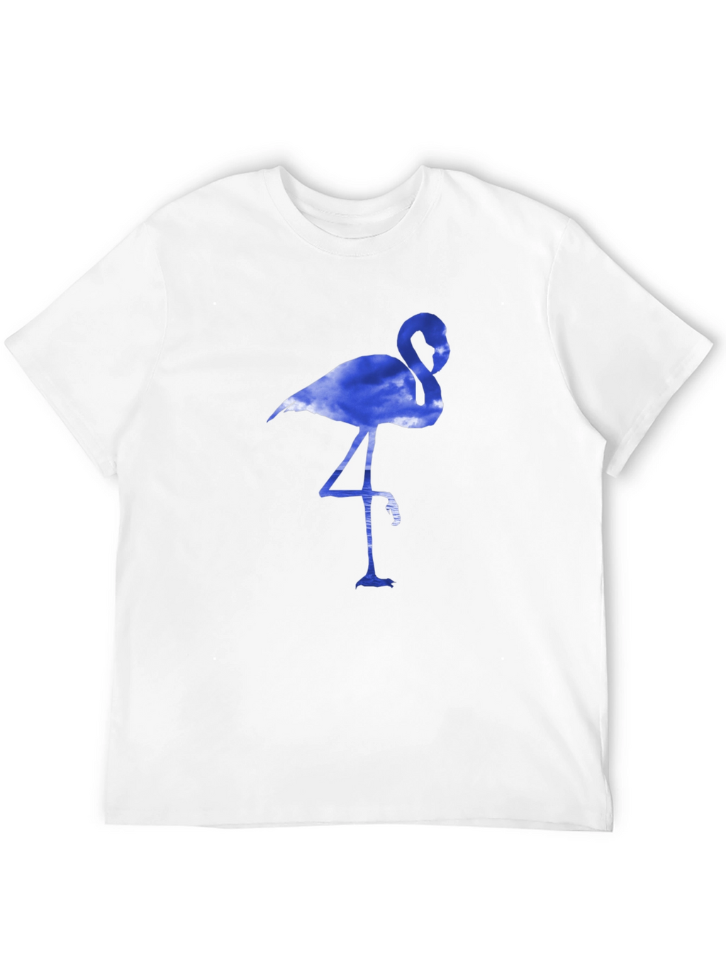 Mens Black T-Shirt with Blue Flamingo Design