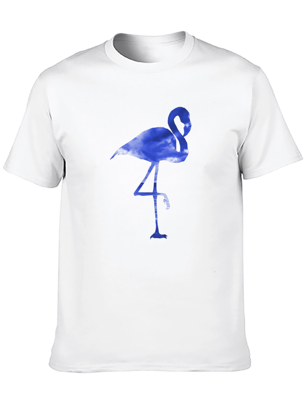 Mens Black T-Shirt with Blue Flamingo Design