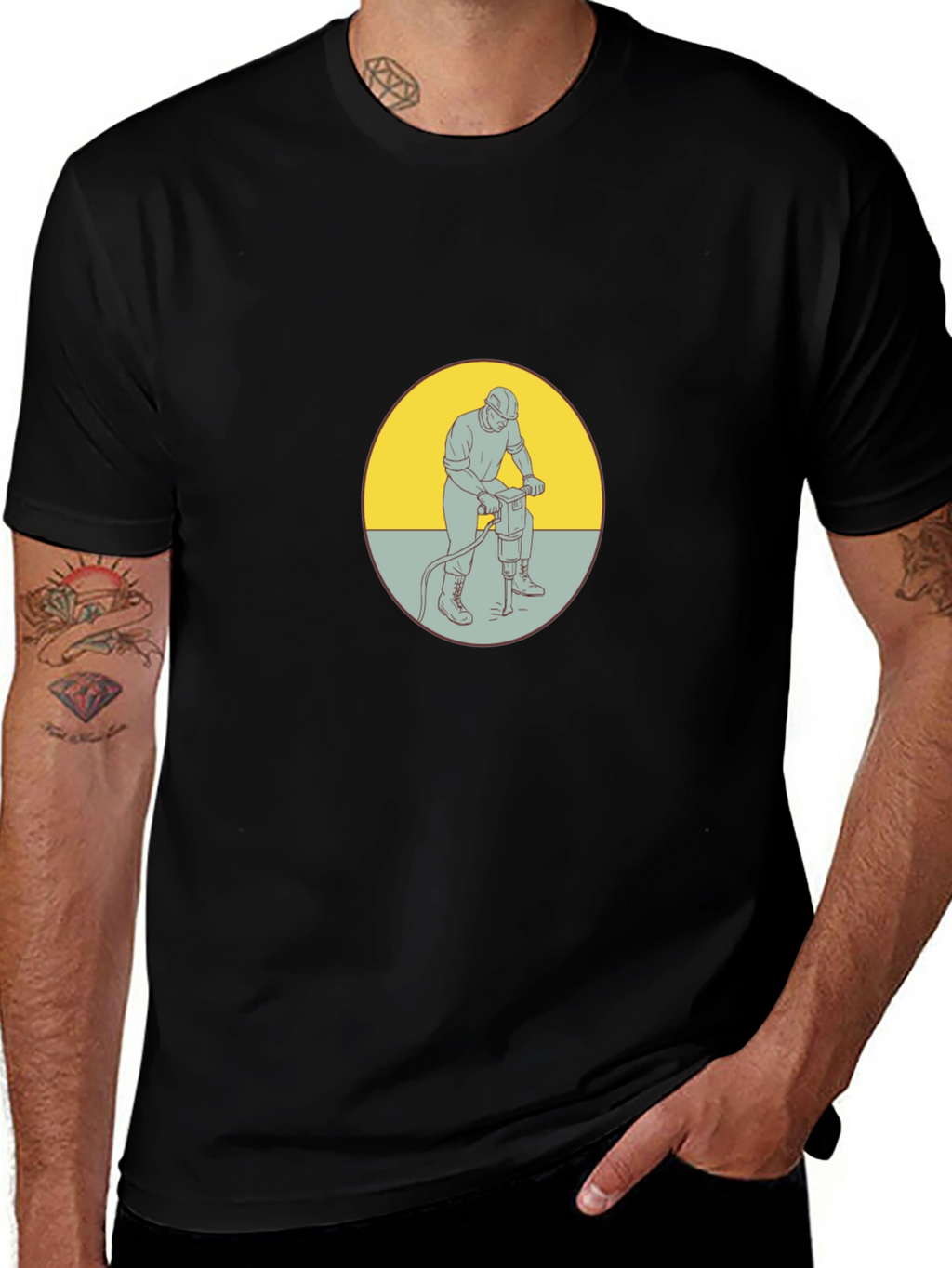 Construction Worker Graphic Tee - Black