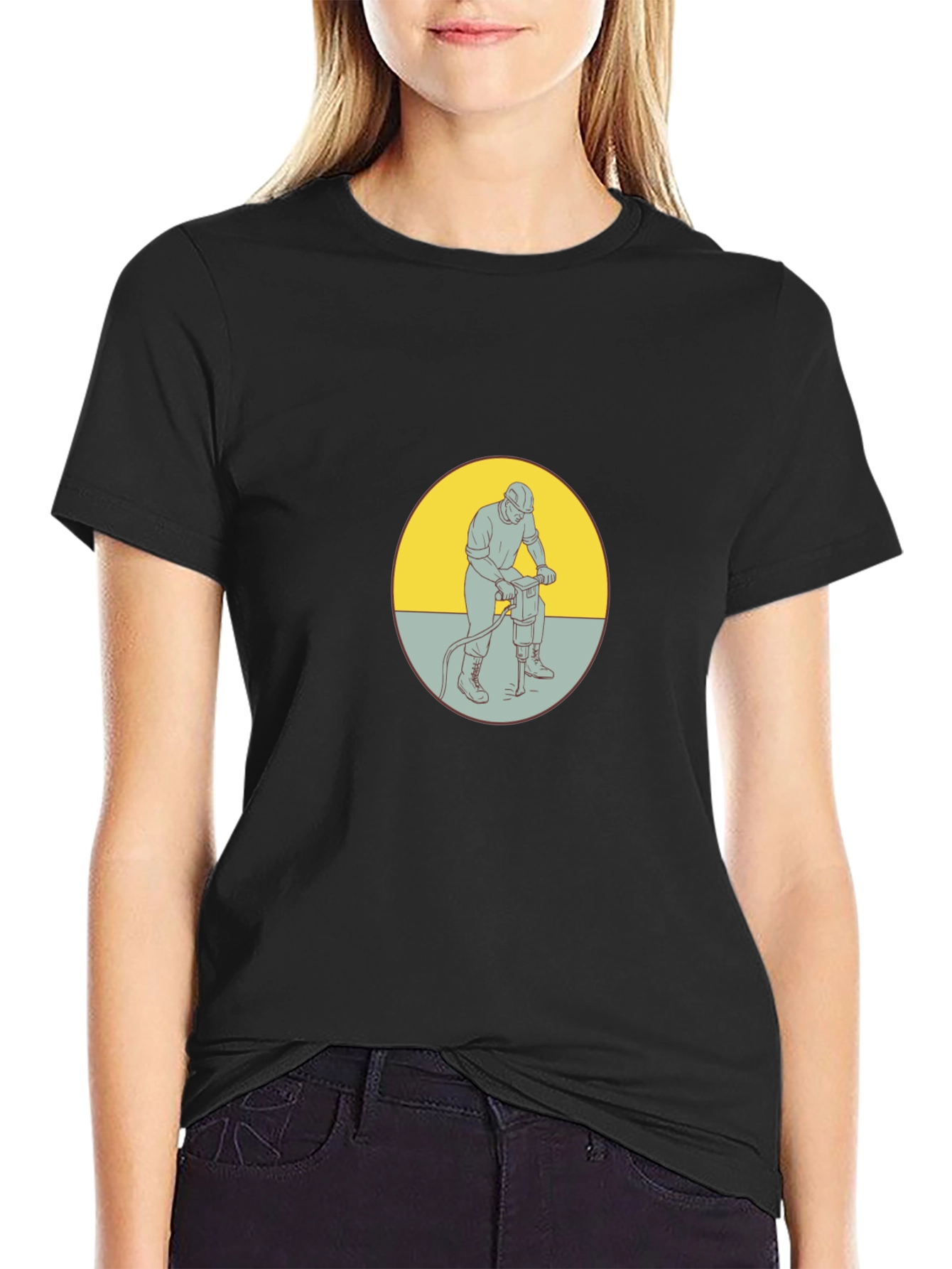 Construction Worker Graphic Tee - Black