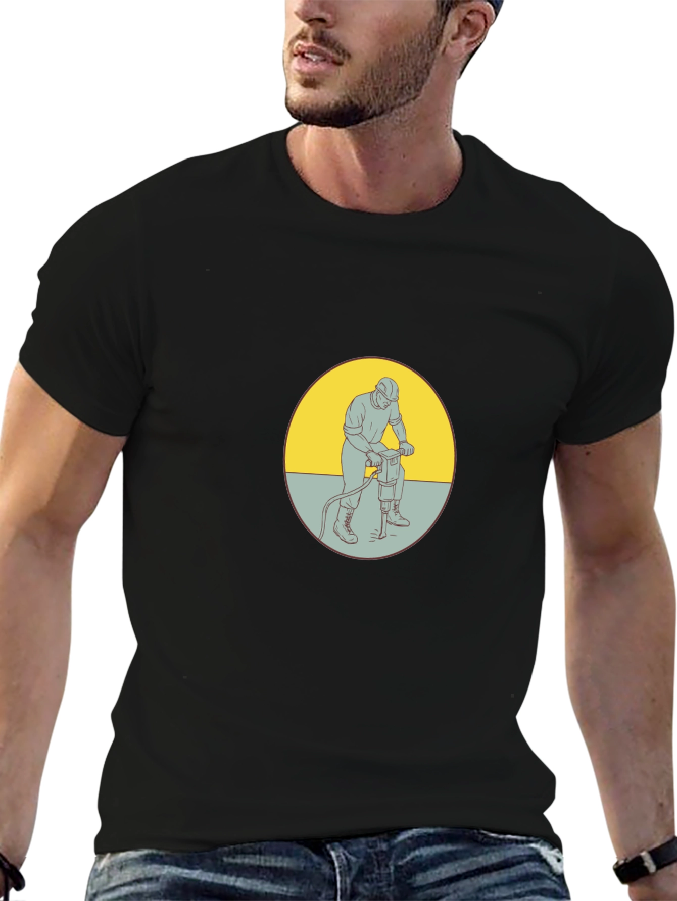 Construction Worker Graphic Tee - Black