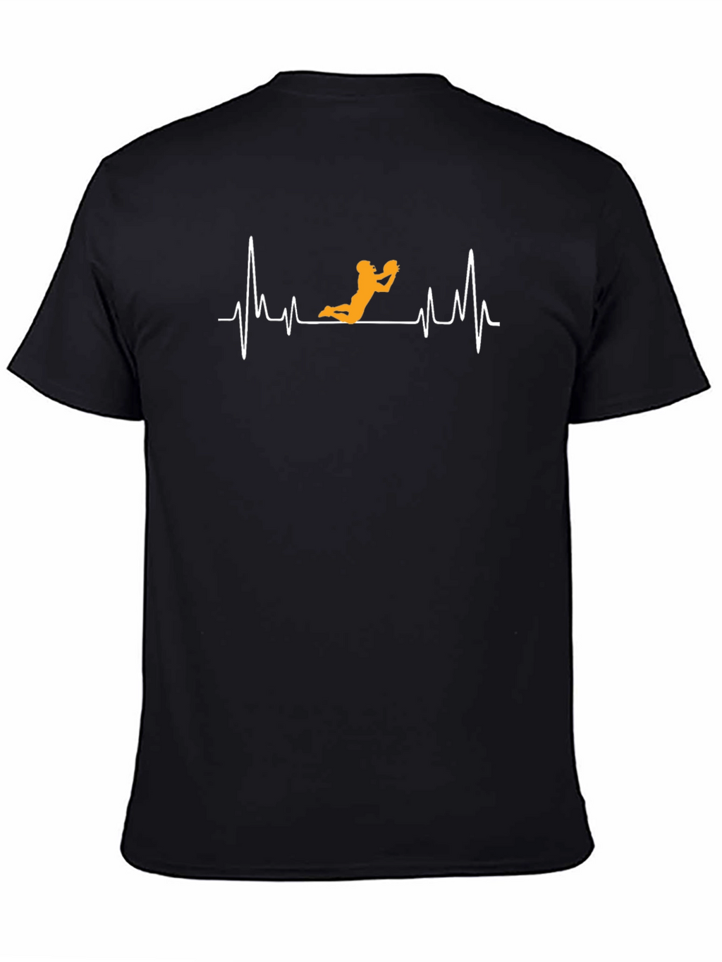 Football Heartbeat Graphic Tee - Black Cotton Casual T-Shirt