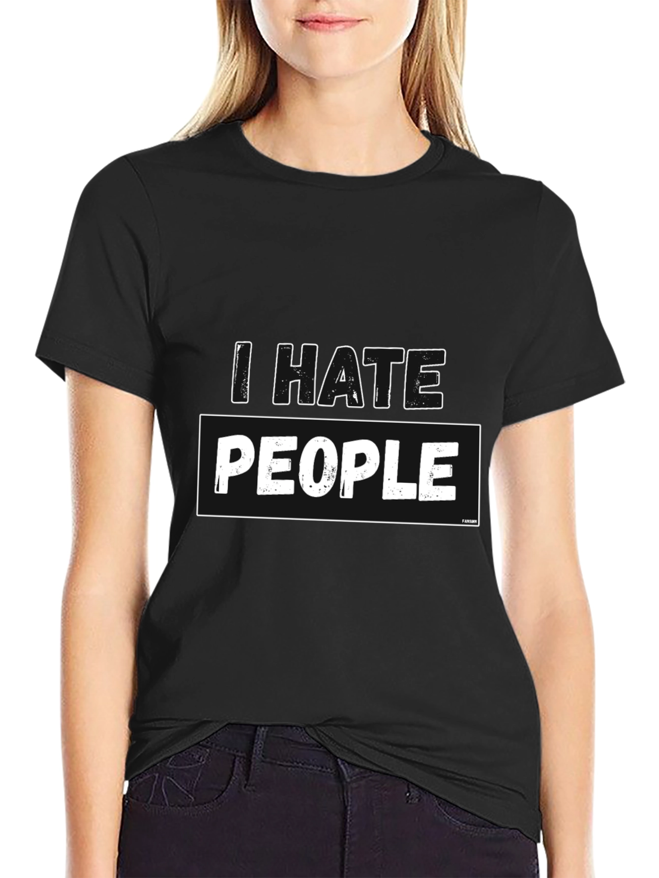 I Hate People Graphic Tee - Black Cotton T-Shirt