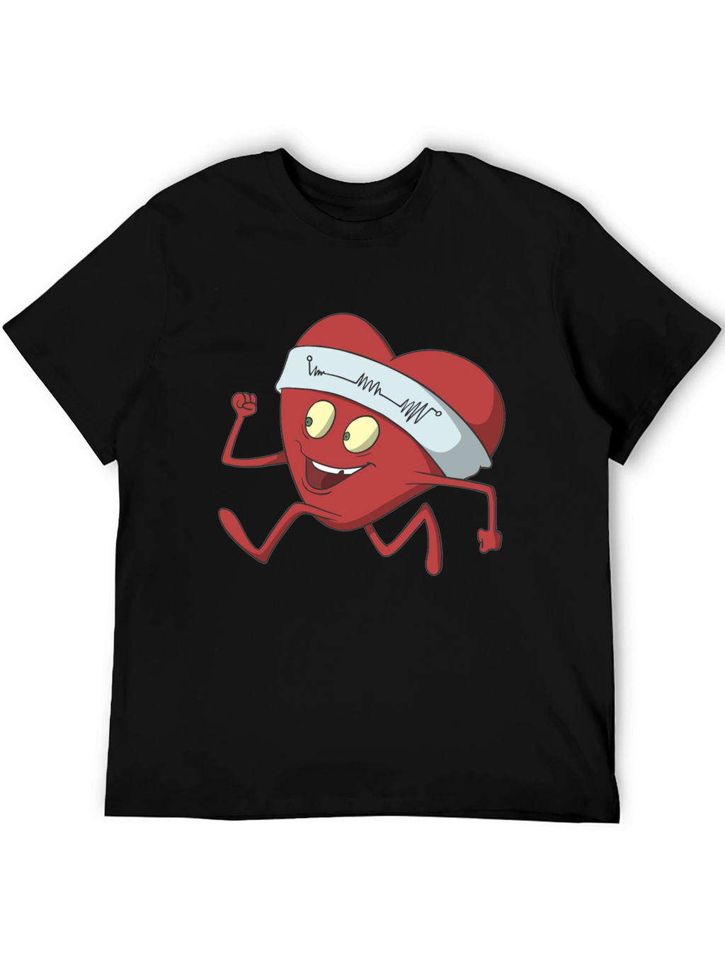 Running Heart Cartoon Graphic Tee - Cardio Lover Shirt