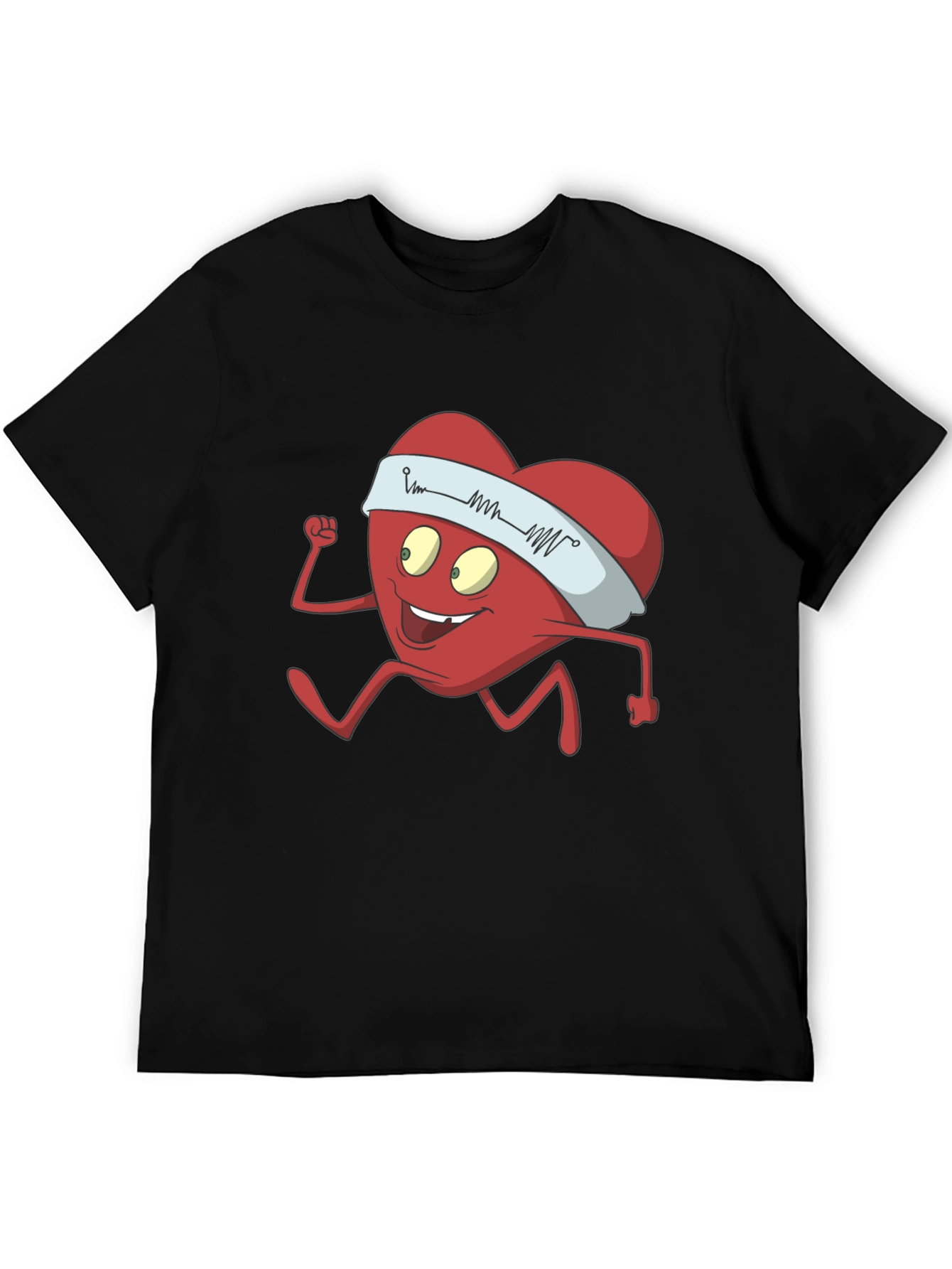 Running Heart Cartoon Graphic Tee - Cardio Lover Shirt