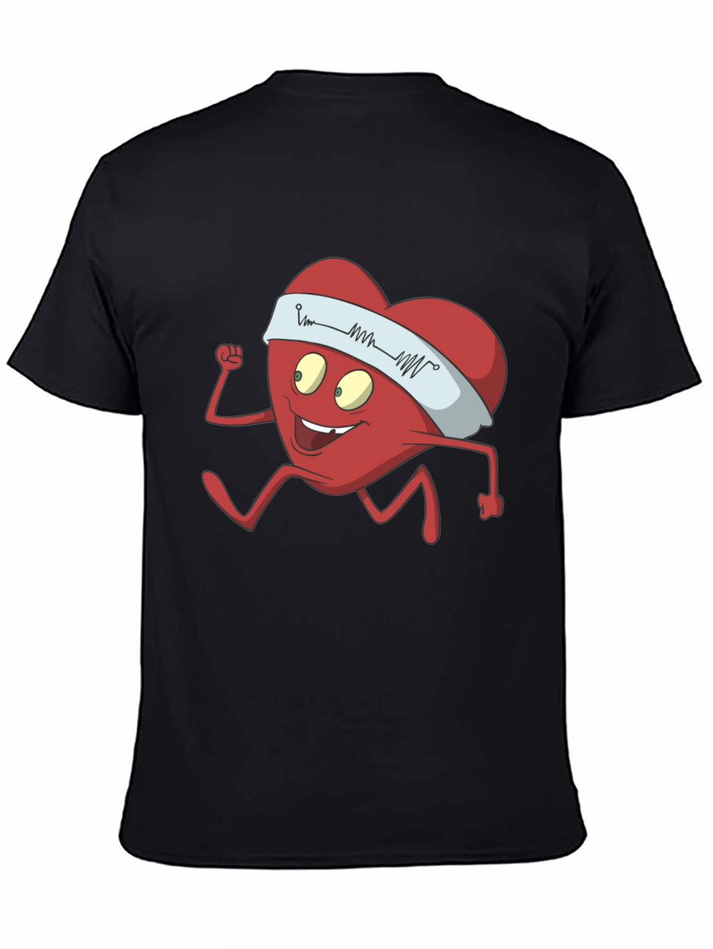 Running Heart Cartoon Graphic Tee - Cardio Lover Shirt