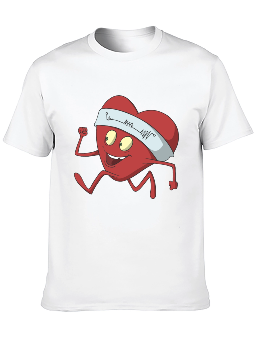 Running Heart Cartoon Graphic Tee - Cardio Lover Shirt