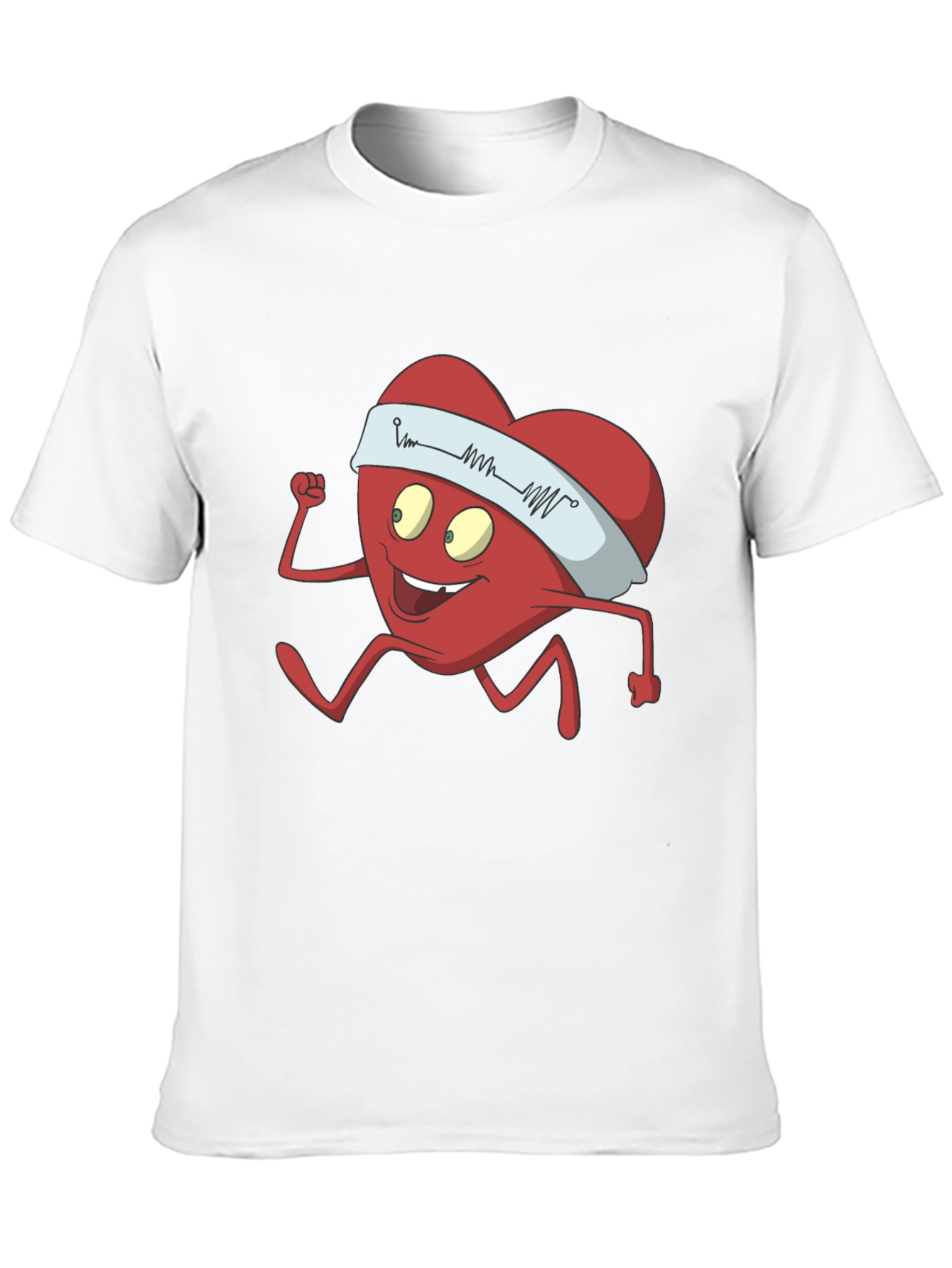 Running Heart Cartoon Graphic Tee - Cardio Lover Shirt