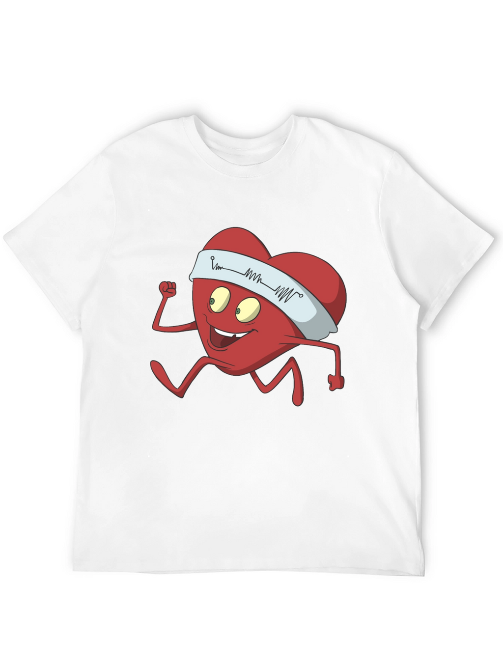 Running Heart Cartoon Graphic Tee - Cardio Lover Shirt