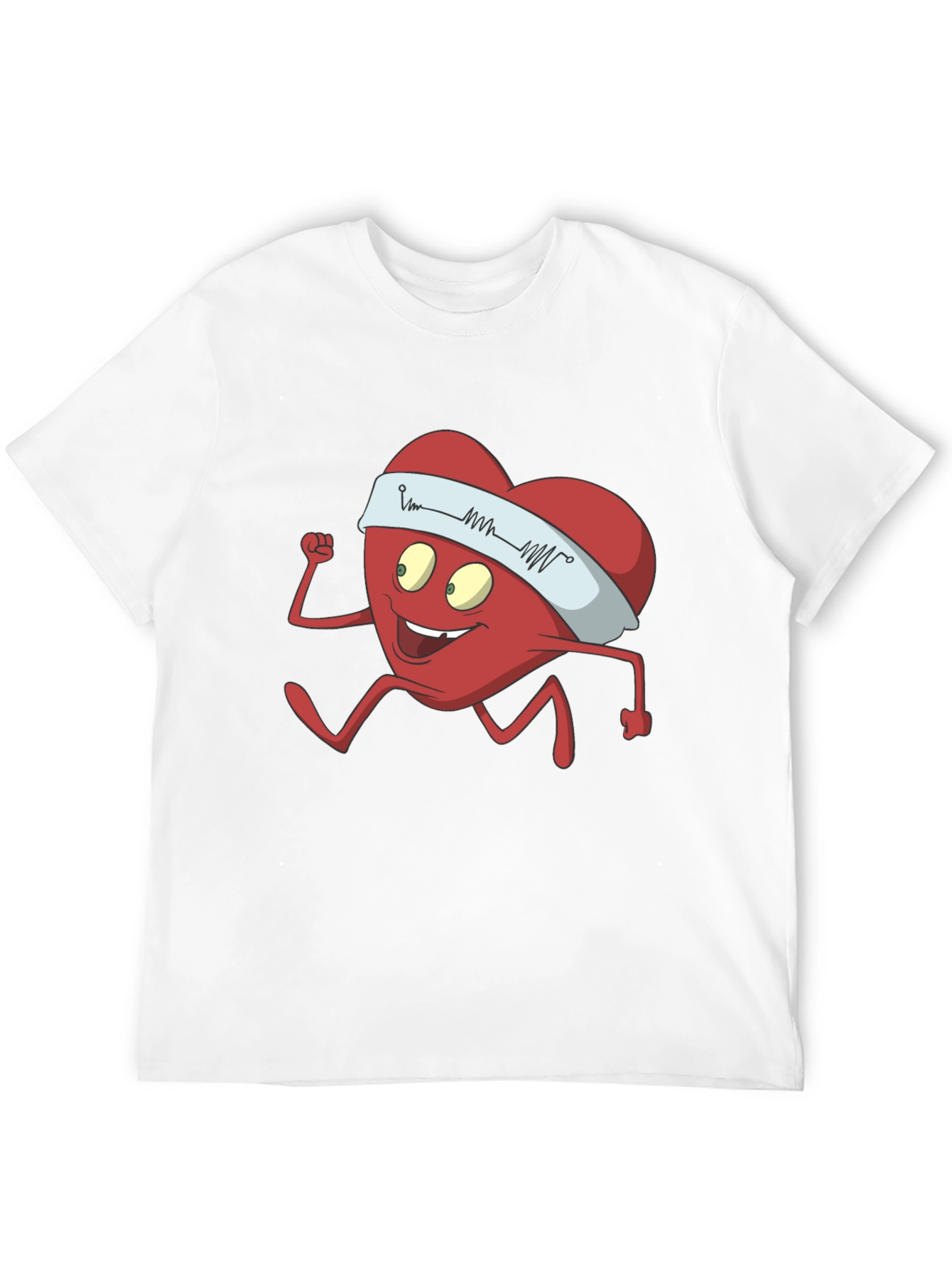 Running Heart Cartoon Graphic Tee - Cardio Lover Shirt