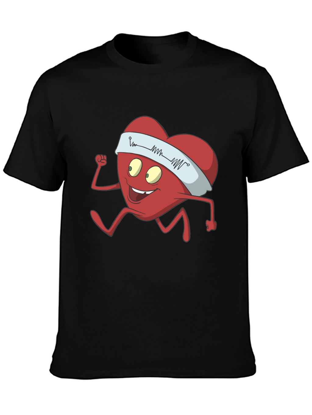 Running Heart Cartoon Graphic Tee - Cardio Lover Shirt