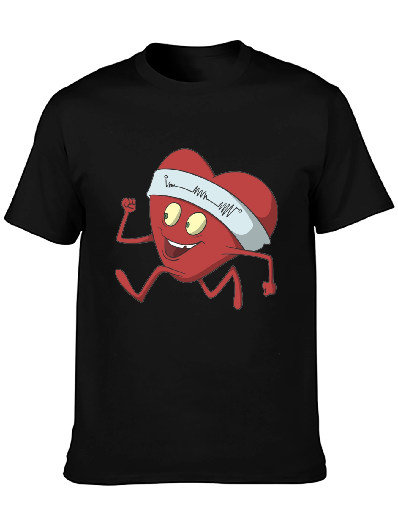 Running Heart Cartoon Graphic Tee - Cardio Lover Shirt