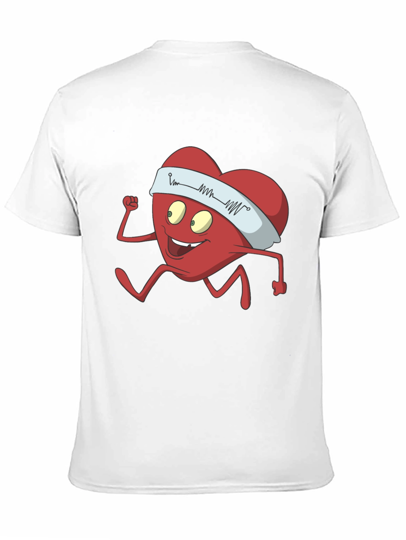 Running Heart Cartoon Graphic Tee - Cardio Lover Shirt