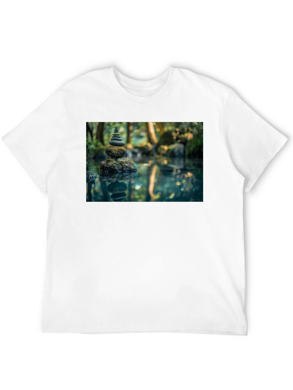 Zen Rock Stack T-Shirt - Mens Black Graphic Tee