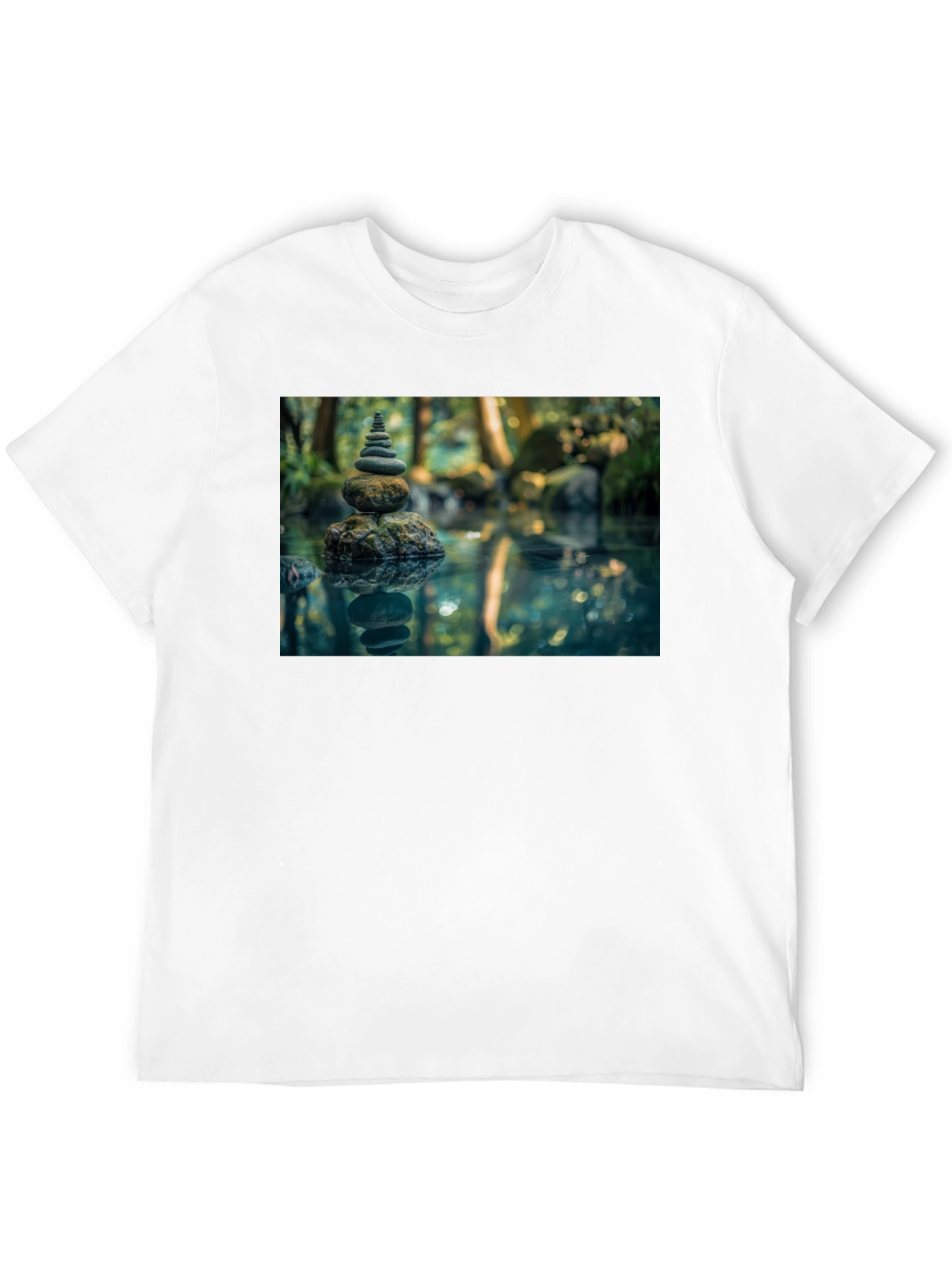 Zen Rock Stack T-Shirt - Mens Black Graphic Tee