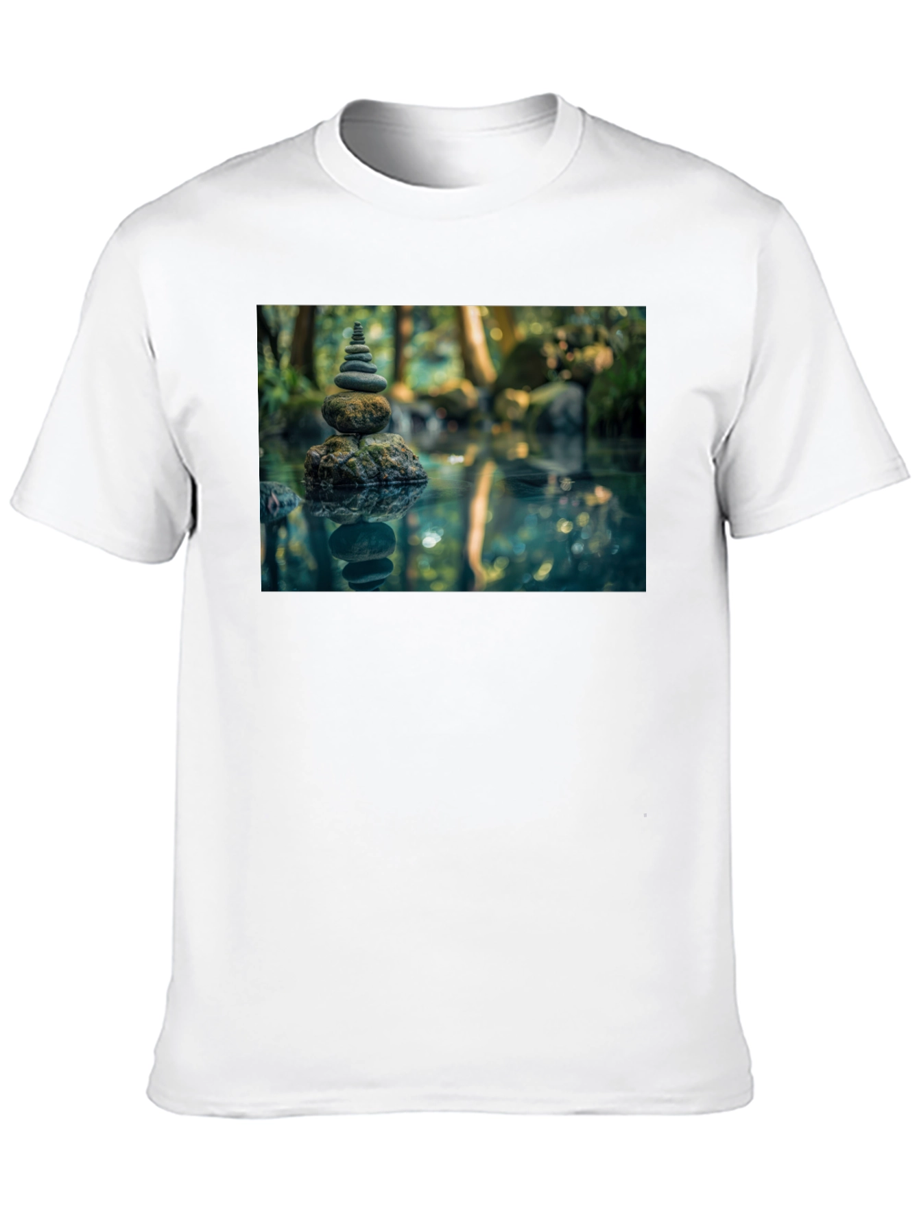 Zen Rock Stack T-Shirt - Mens Black Graphic Tee