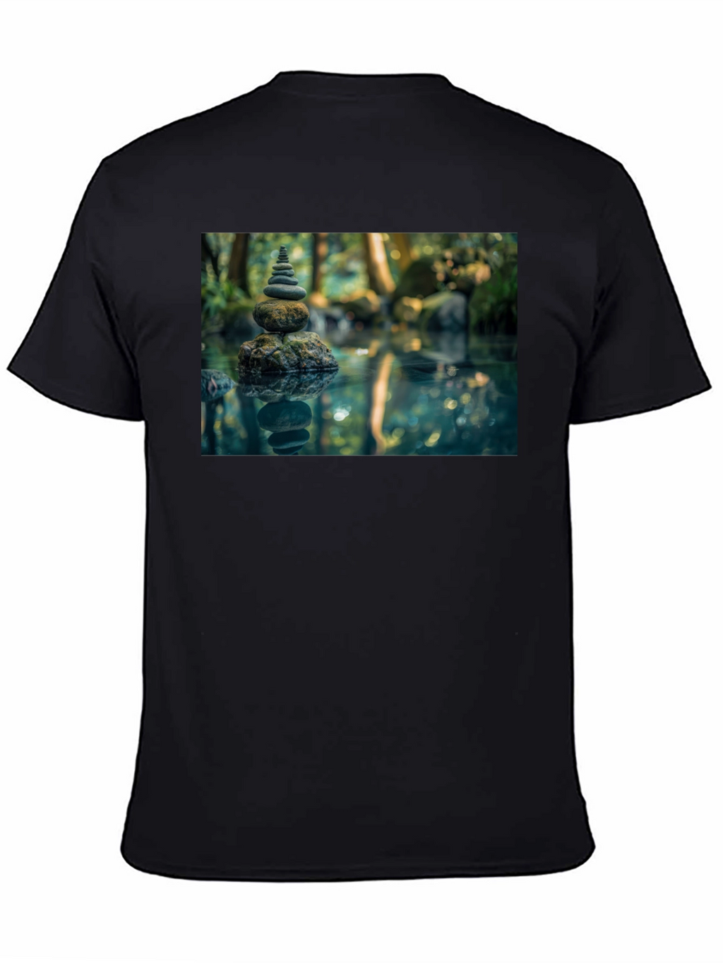 Zen Rock Stack T-Shirt - Mens Black Graphic Tee