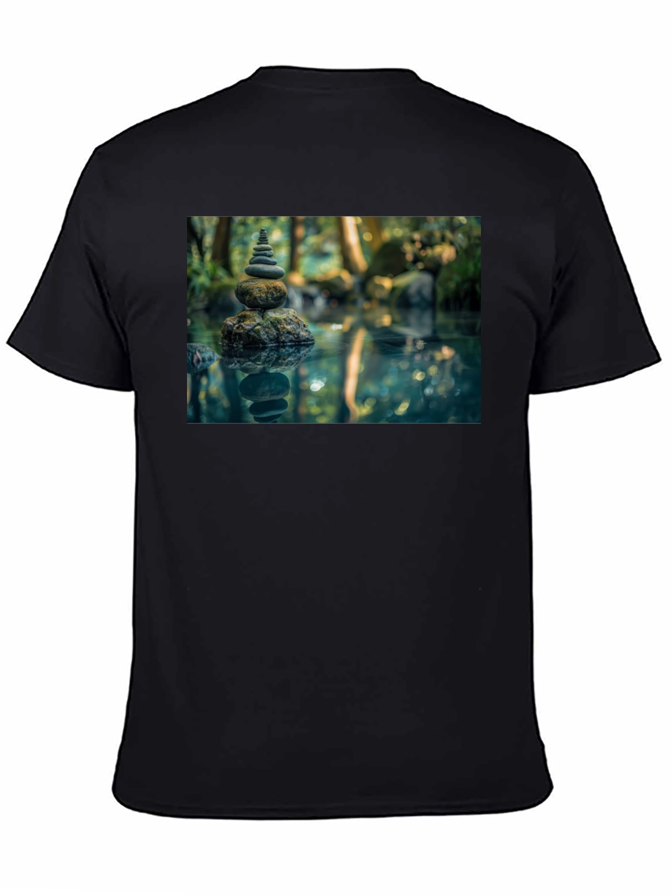 Zen Rock Stack T-Shirt - Mens Black Graphic Tee