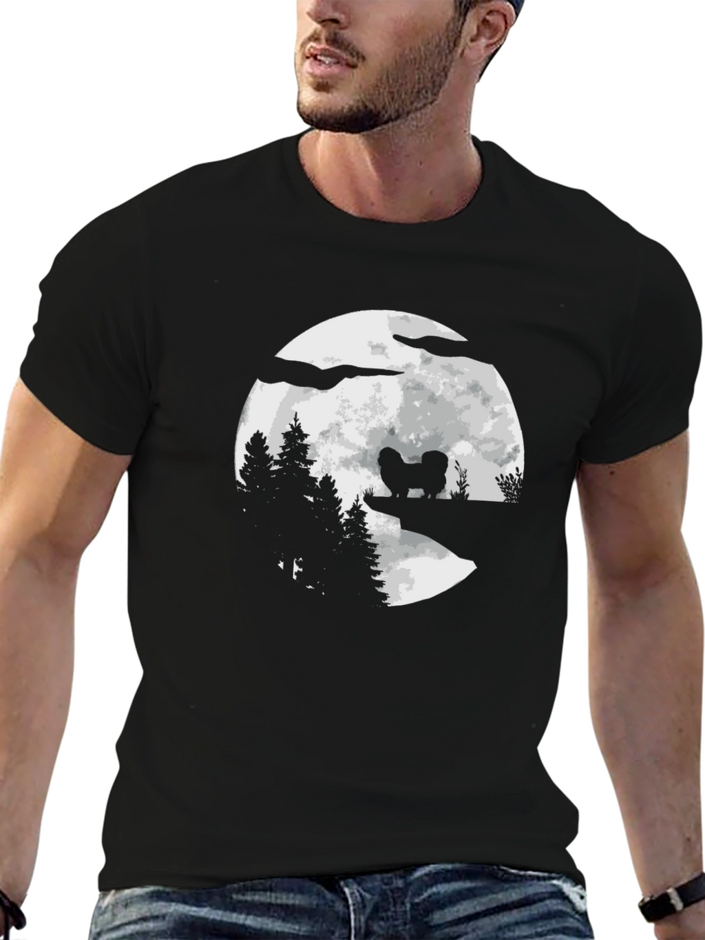 Moonlit Dog Silhouette T-Shirt