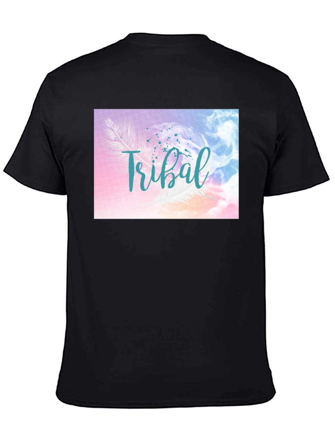 Tribal Feather Graphic Black T-Shirt