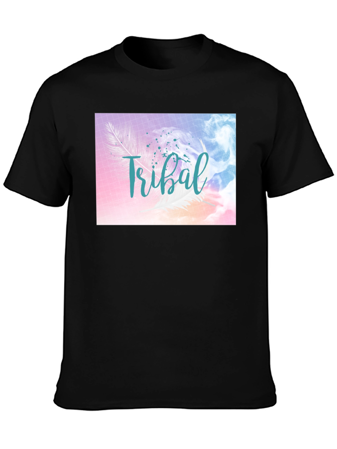 Tribal Feather Graphic Black T-Shirt