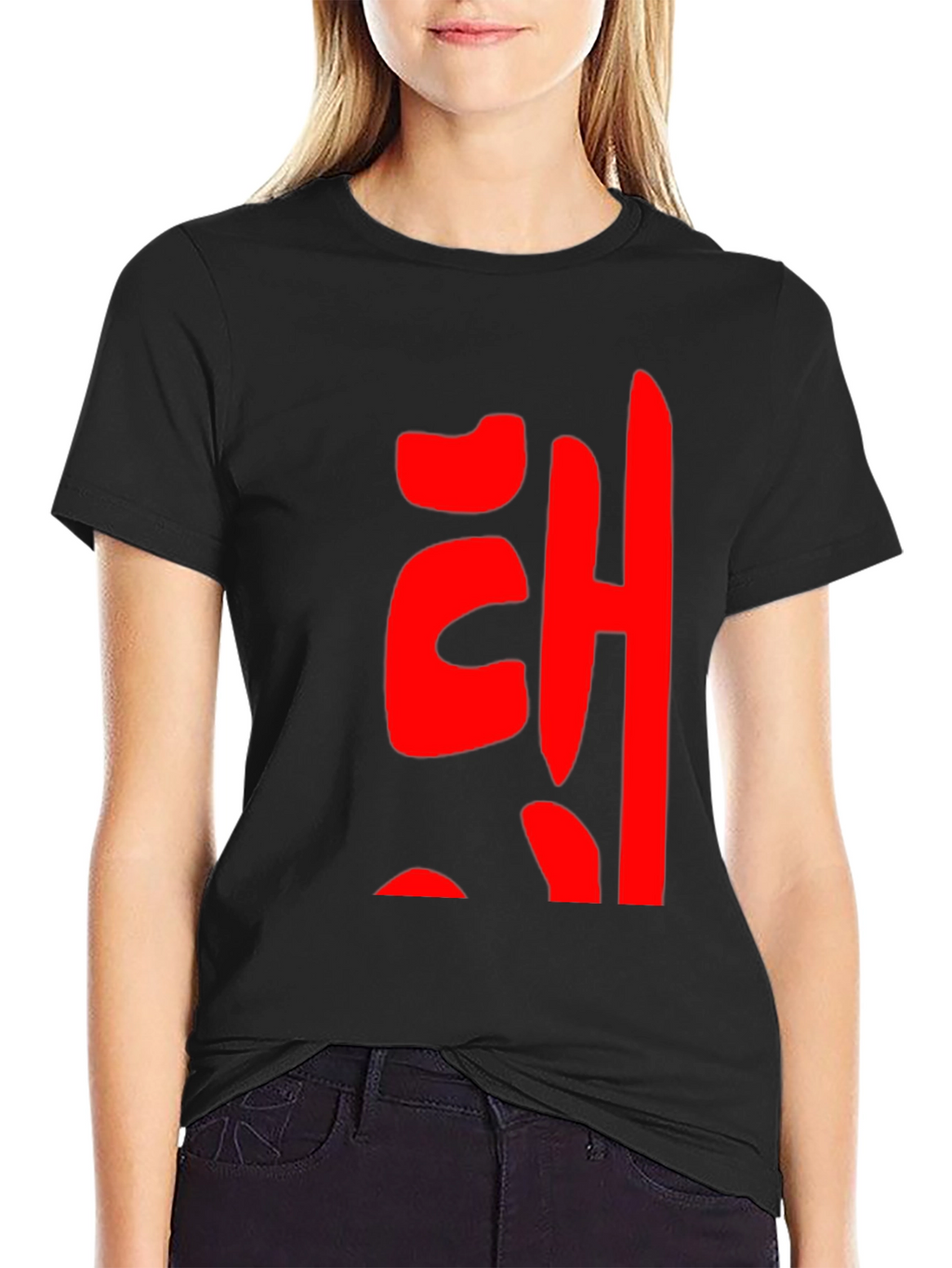 Korean Text Graphic T-Shirt