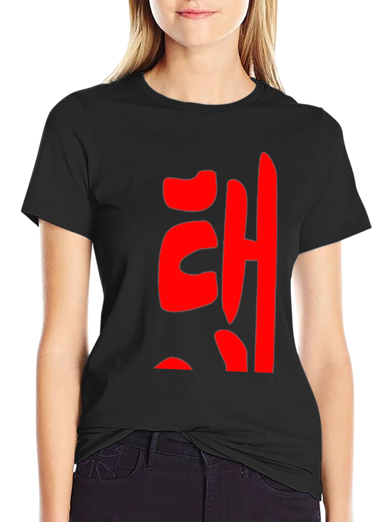 Korean Text Graphic T-Shirt