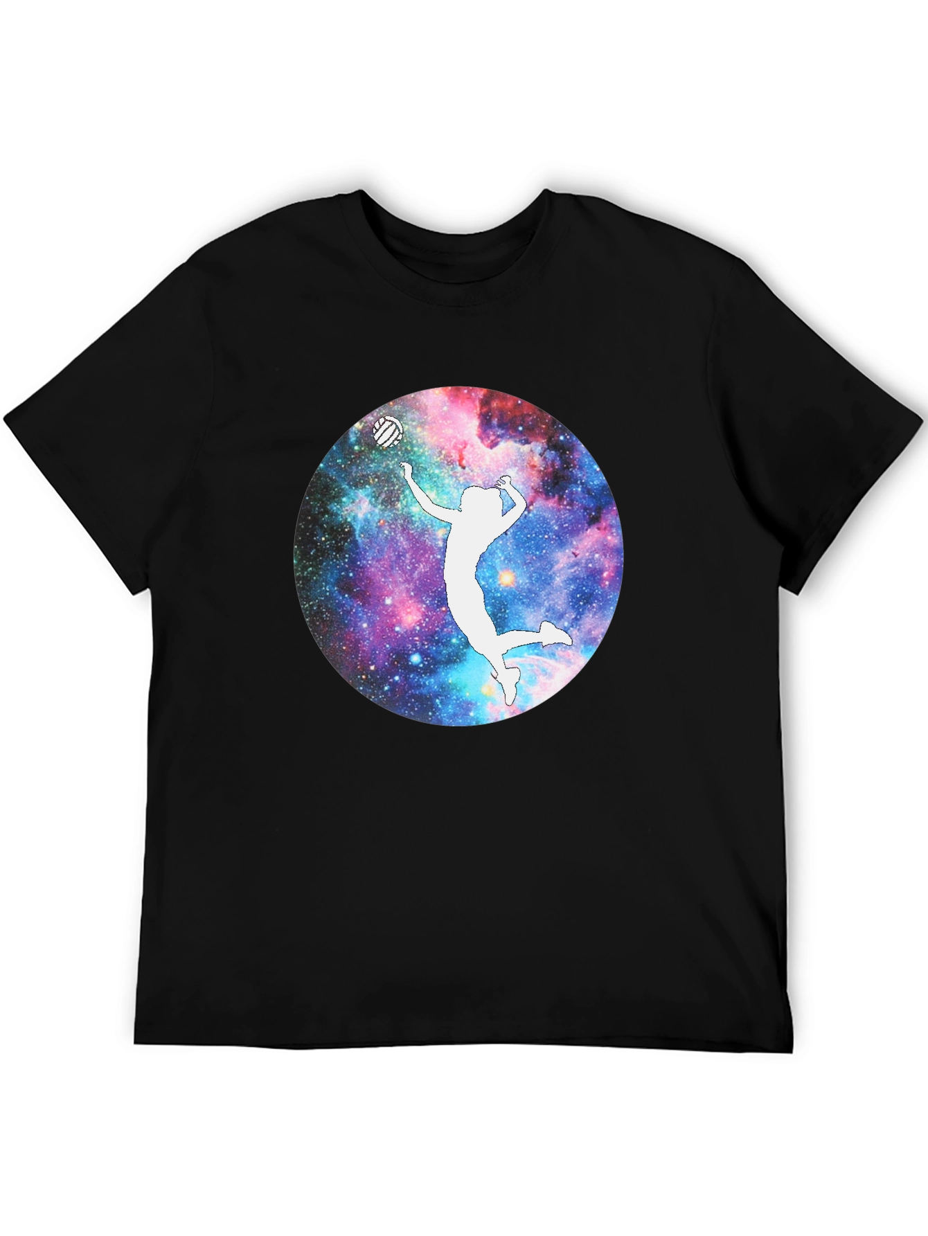 Galaxy Volleyball Player T-Shirt - Black Cotton Tee
