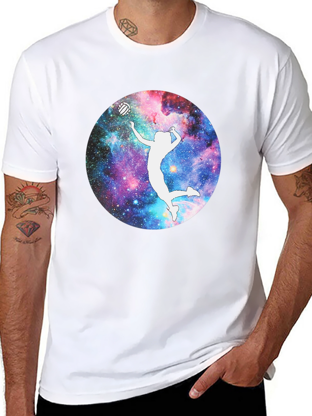 Galaxy Volleyball Player T-Shirt - Black Cotton Tee