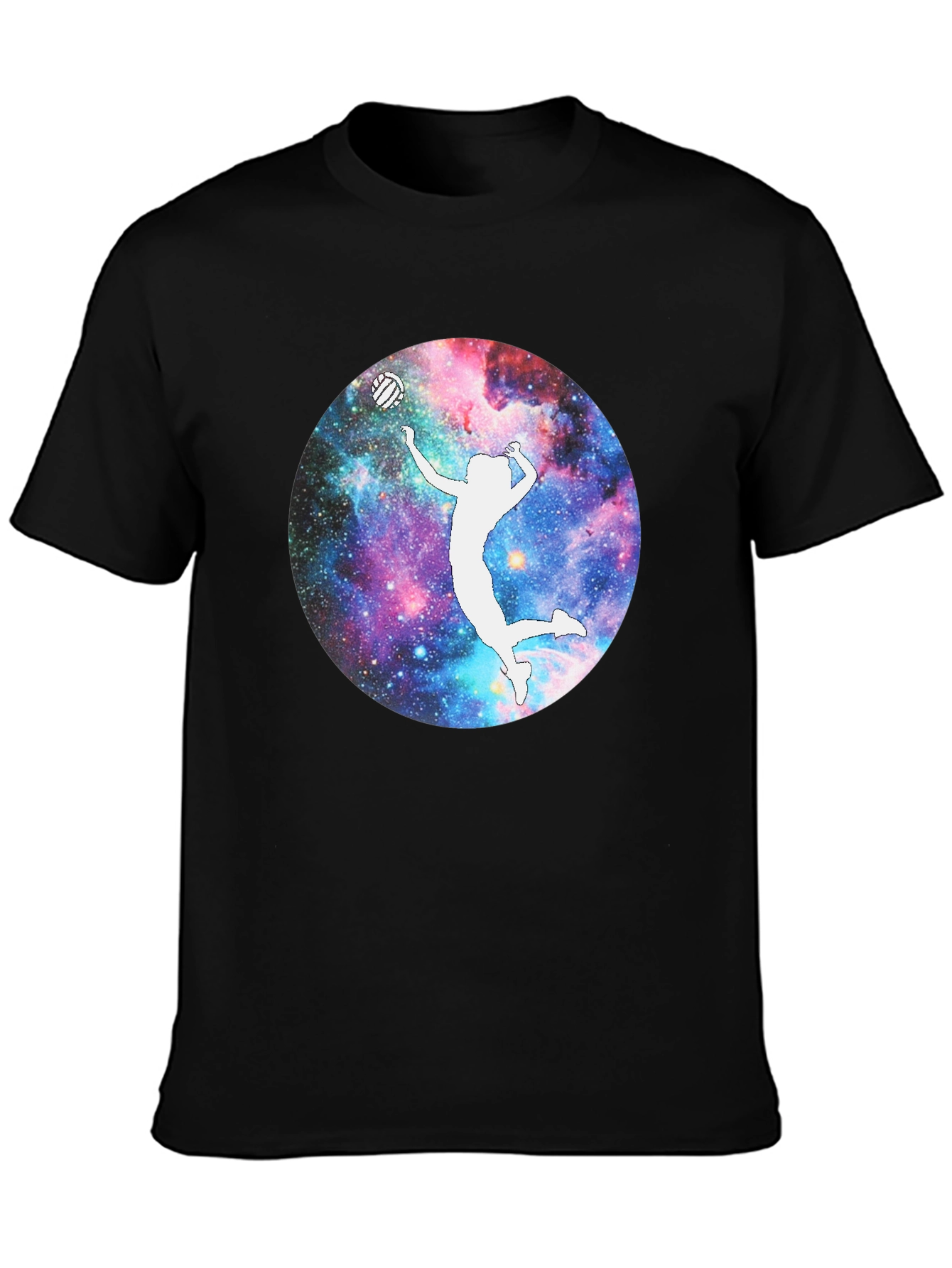 Galaxy Volleyball Player T-Shirt - Black Cotton Tee