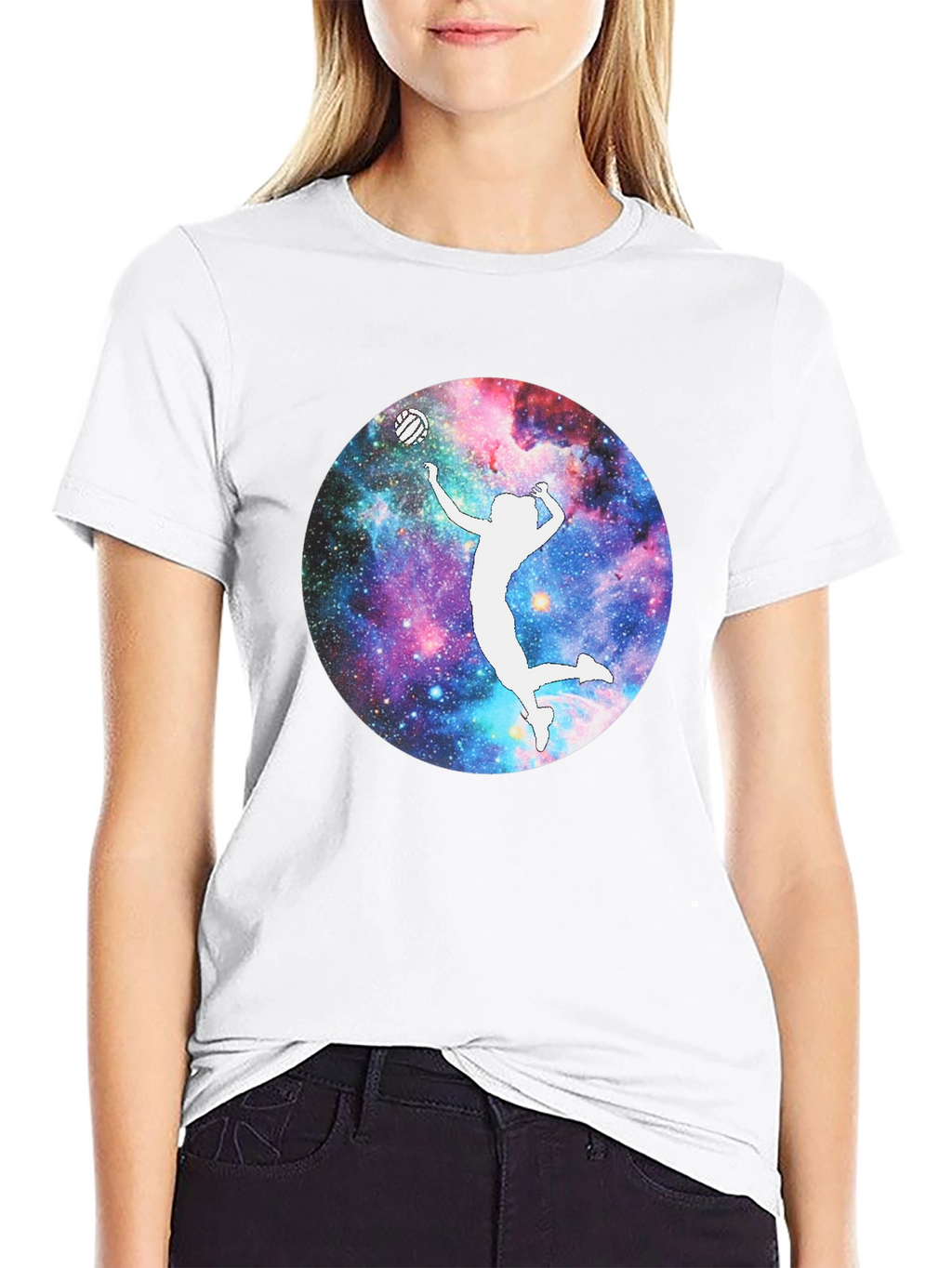 Galaxy Volleyball Player T-Shirt - Black Cotton Tee