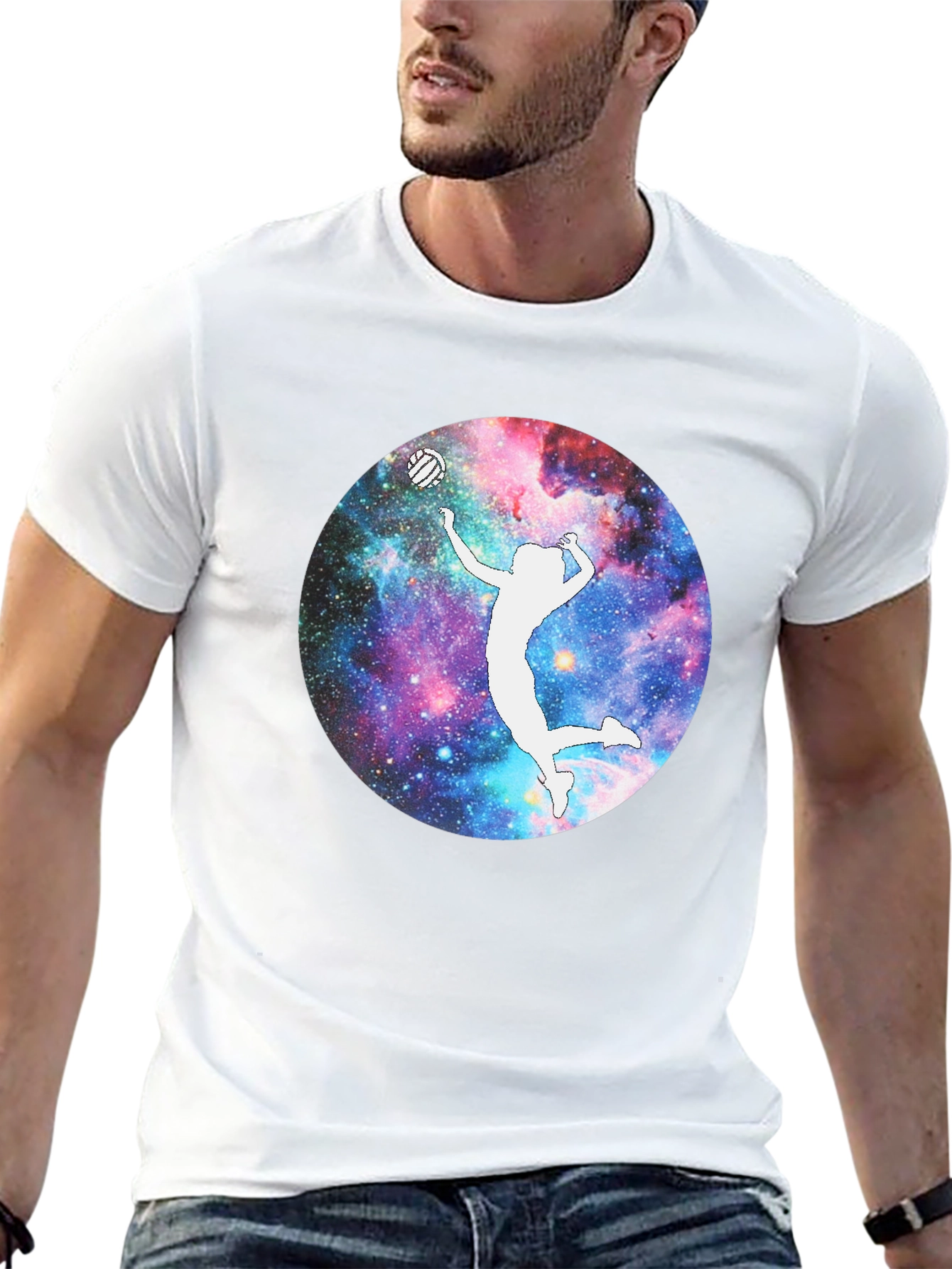 Galaxy Volleyball Player T-Shirt - Black Cotton Tee