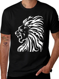 Lion Graphic Print T-Shirt - Bold Black Tee