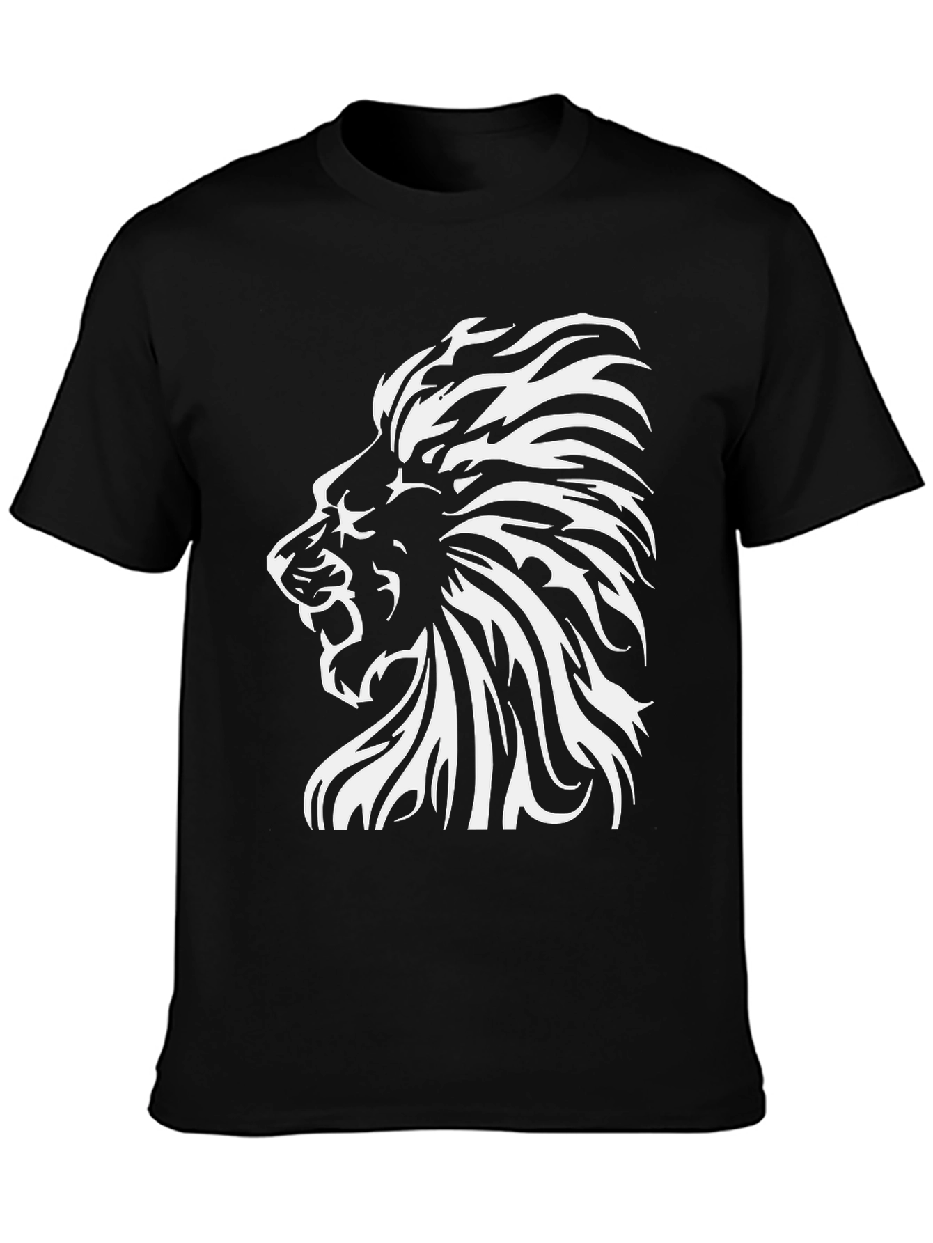 Lion Graphic Print T-Shirt - Bold Black Tee