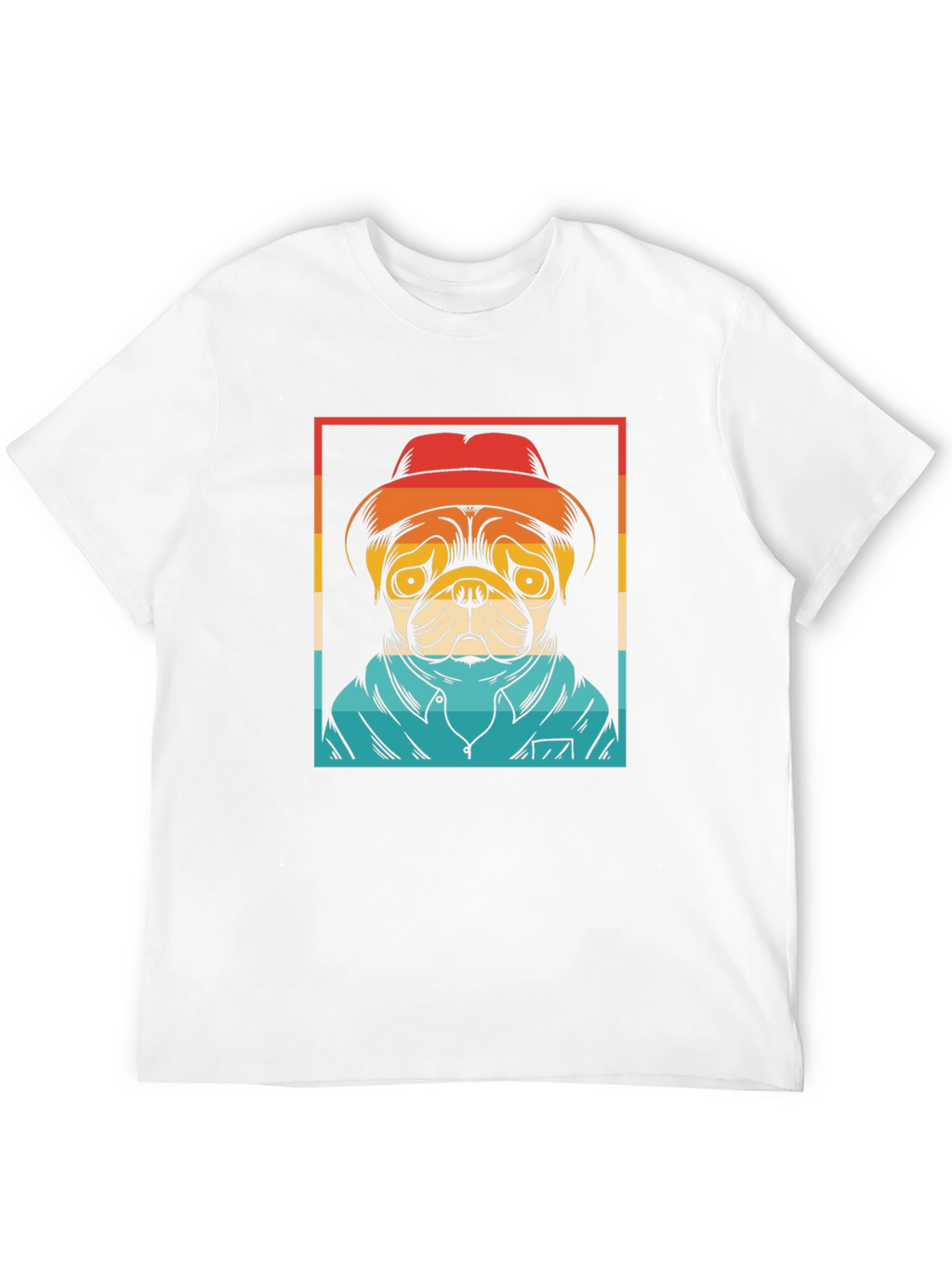 Pug Retro Style Graphic Tee - Black