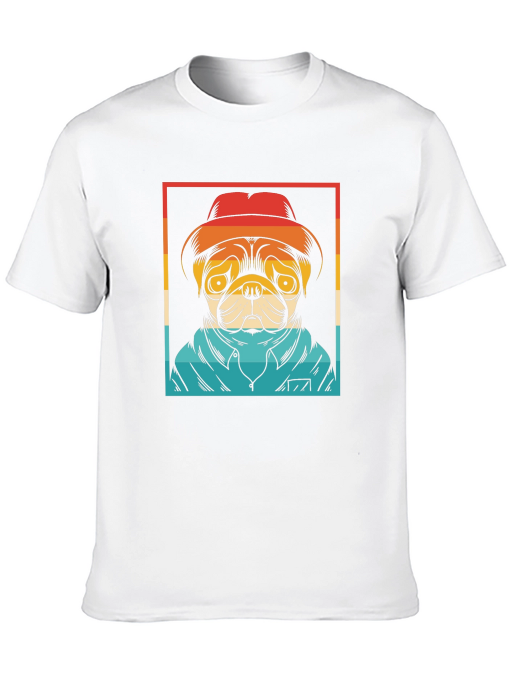 Pug Retro Style Graphic Tee - Black