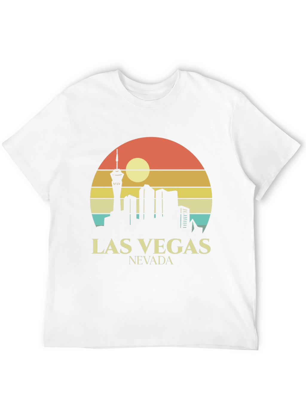 Las Vegas Skyline T-Shirt Retro Style Black Tee