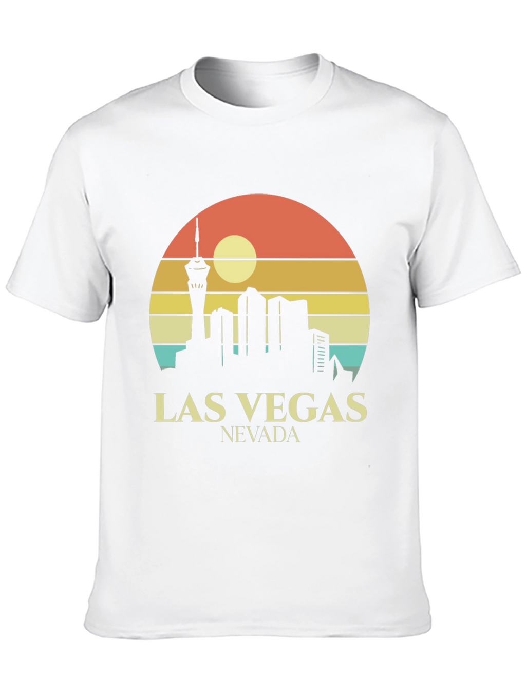 Las Vegas Skyline T-Shirt Retro Style Black Tee