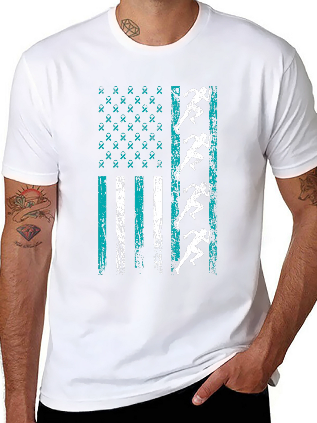 Running Ribbon Flag Graphic T-Shirt
