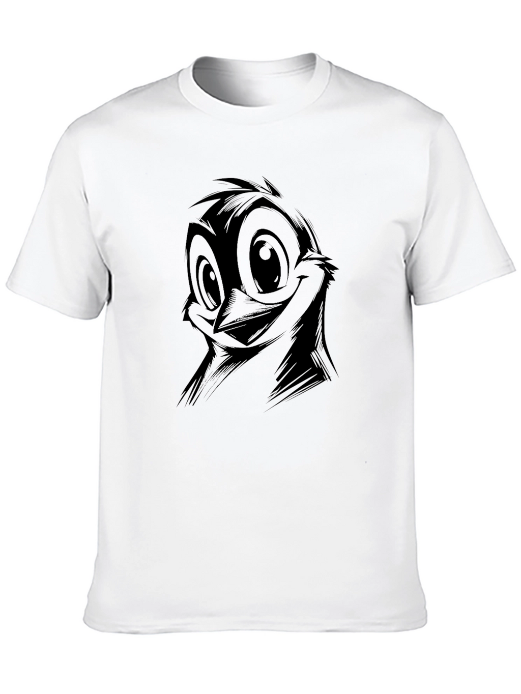 Quirky Cartoon Bird Graphic Black T-Shirt