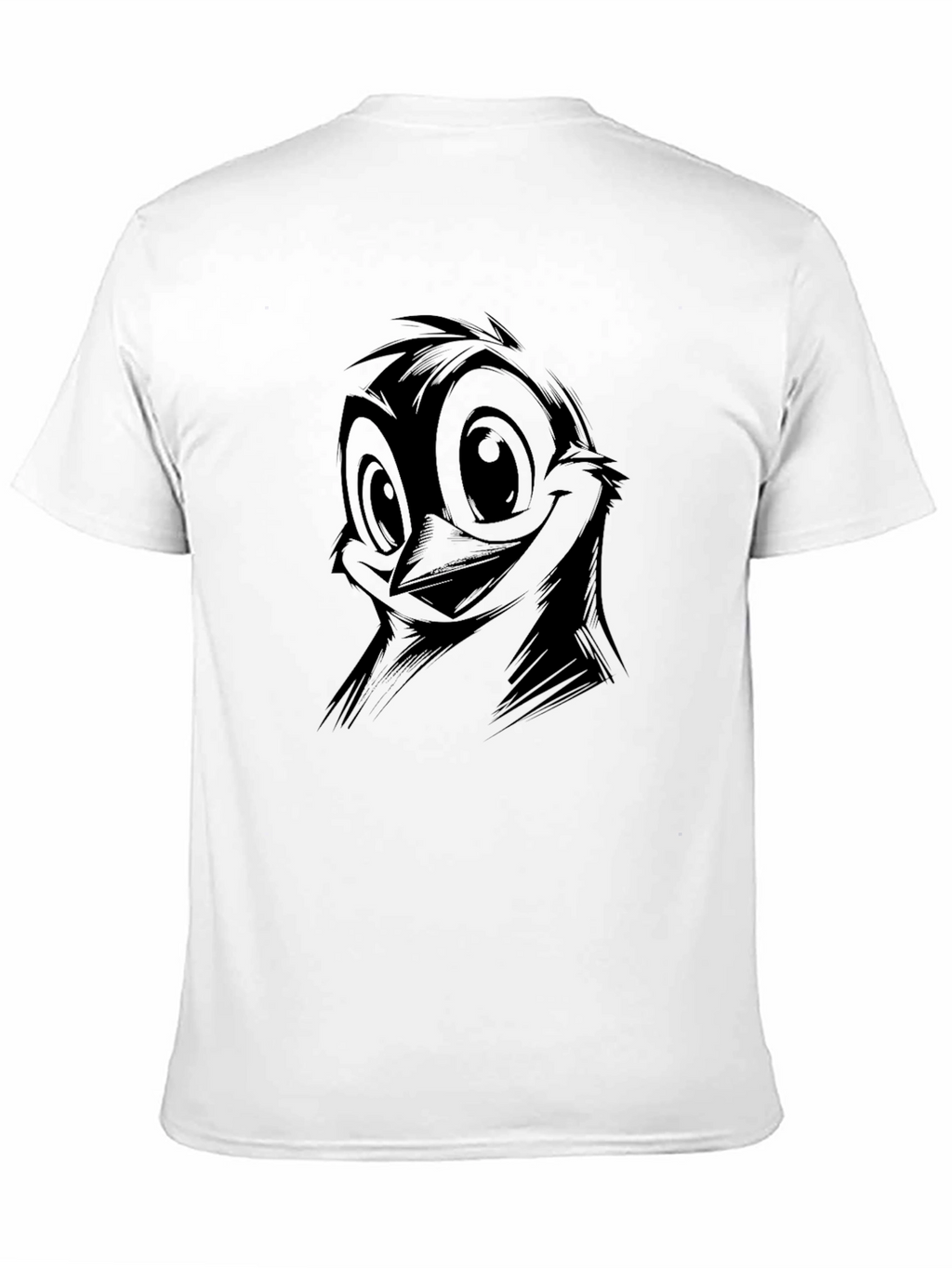 Quirky Cartoon Bird Graphic Black T-Shirt