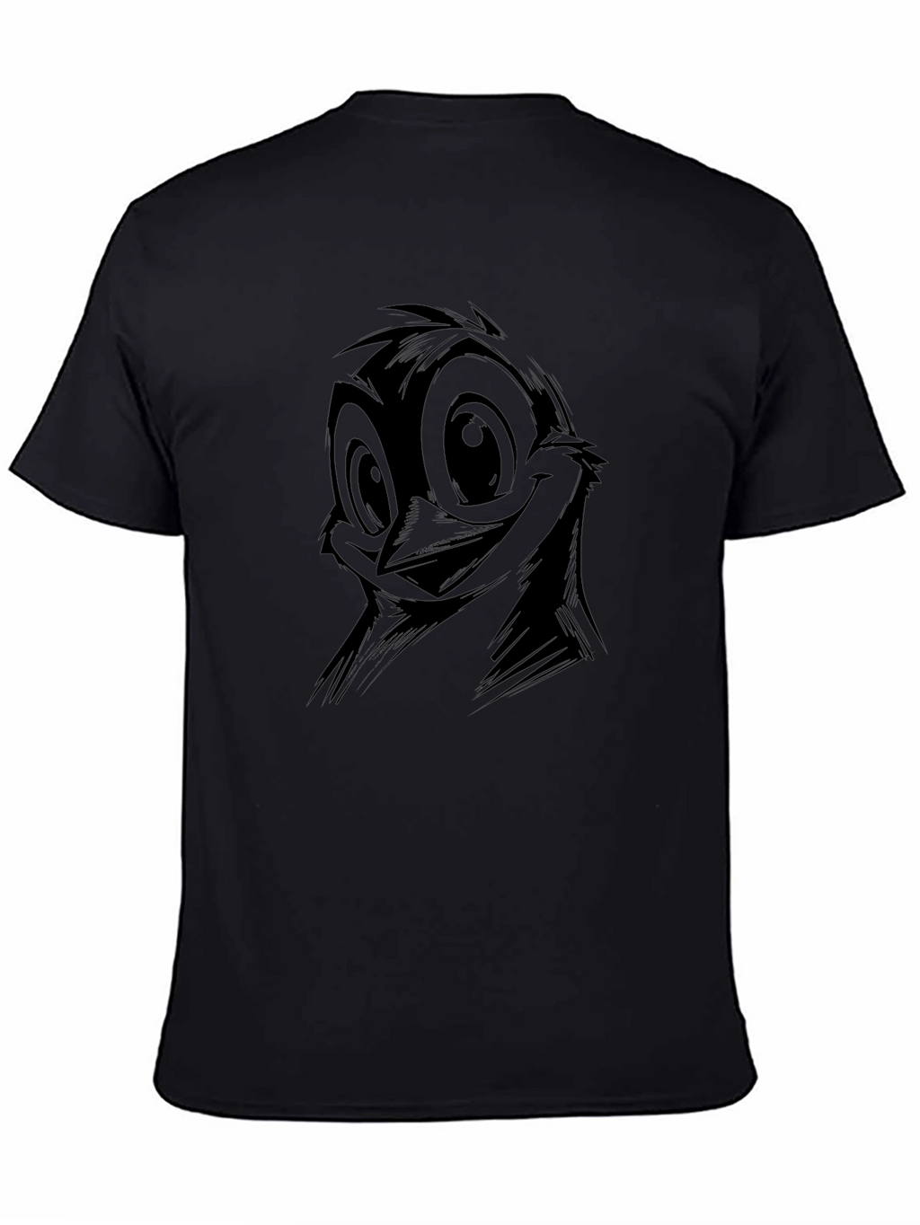 Quirky Cartoon Bird Graphic Black T-Shirt