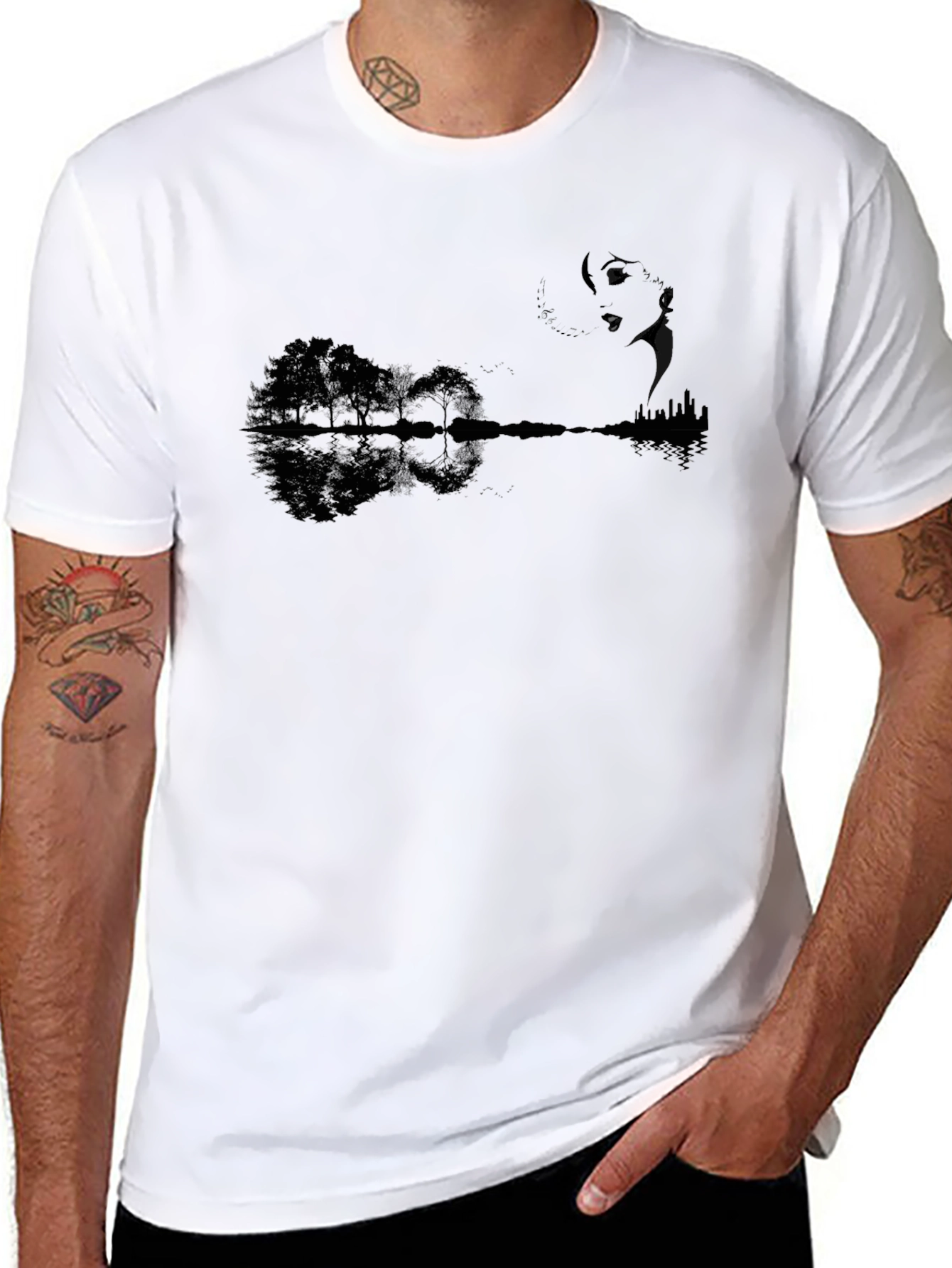 Nature Guitar Black T-Shirt