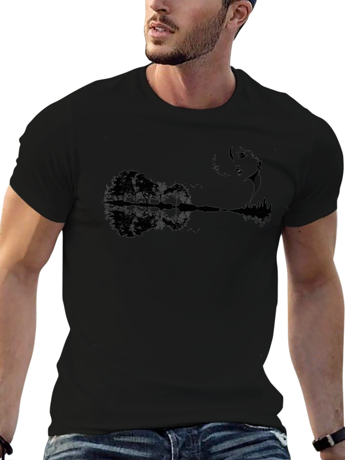 Nature Guitar Black T-Shirt
