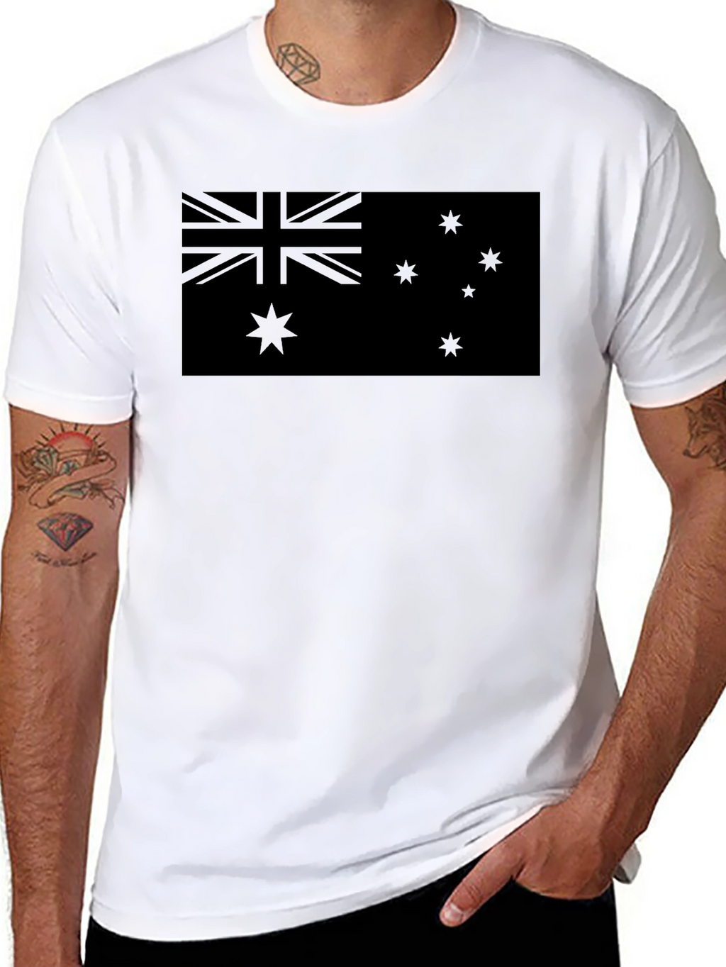 Australian Flag T-Shirt - Black Crew Neck Tee