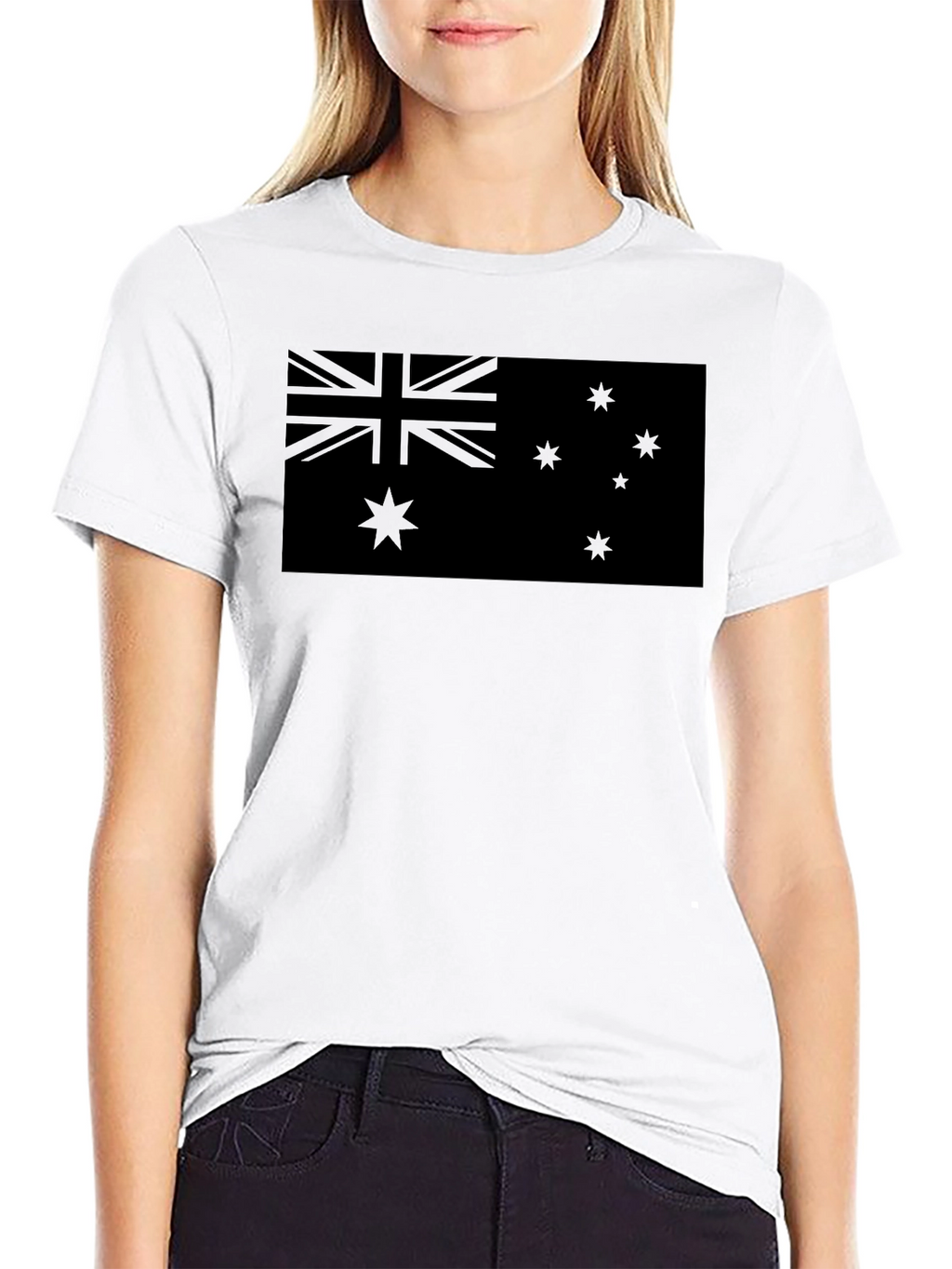 Australian Flag T-Shirt - Black Crew Neck Tee