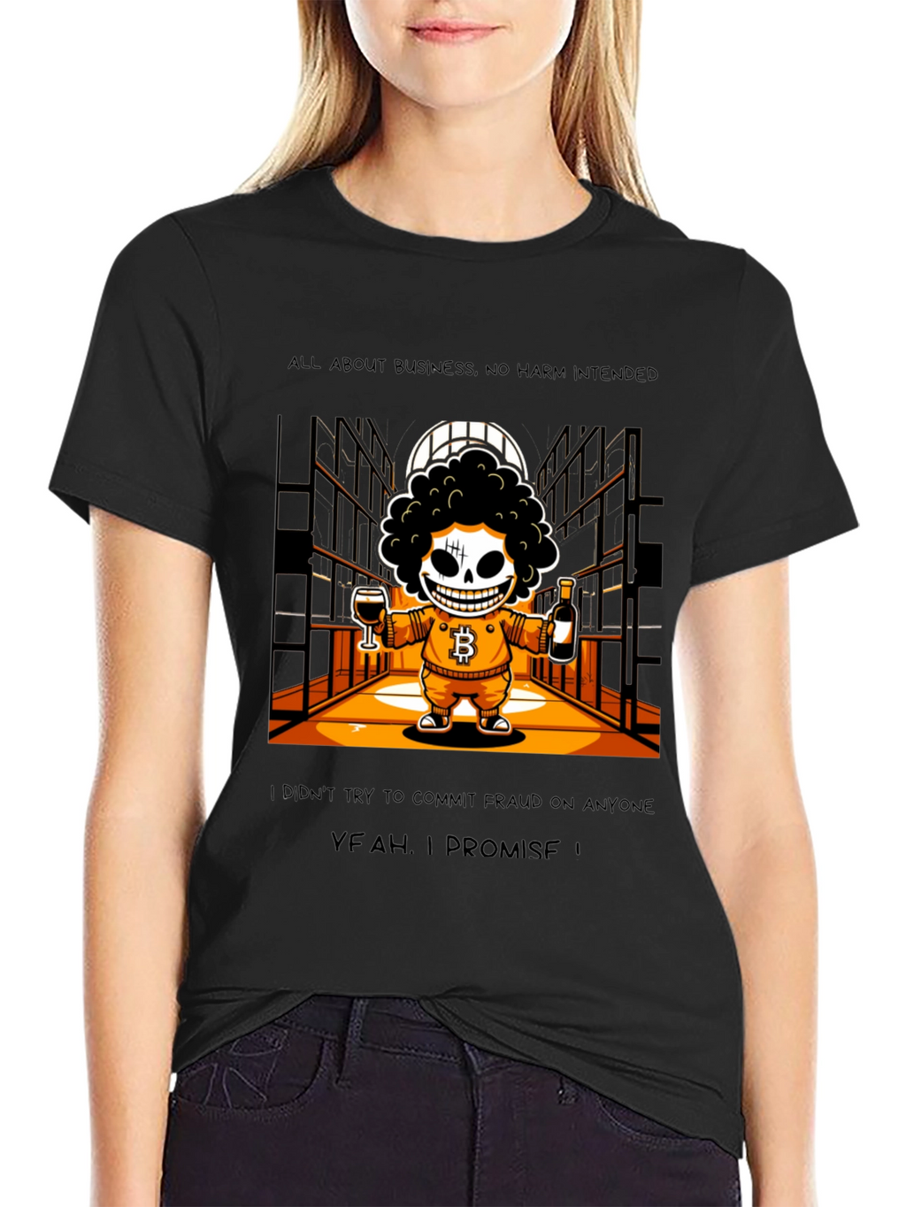 Bitcoin Skeletal T-Shirt Yeah I Promise